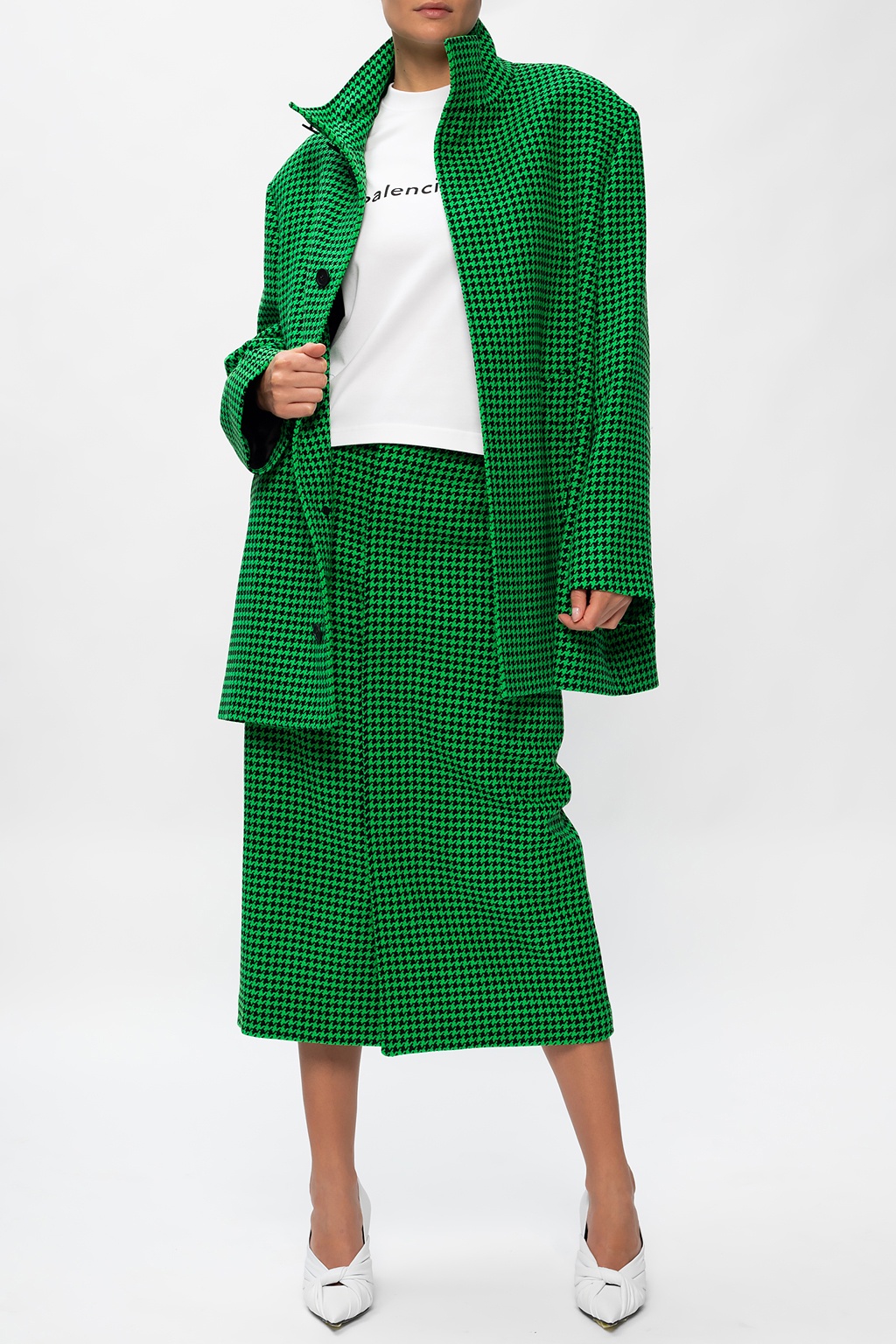 Green Houndstooth coat Balenciaga Vitkac Italy